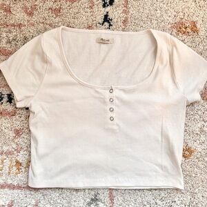 Madewell Scoop neck Soft Cream Crop Tee